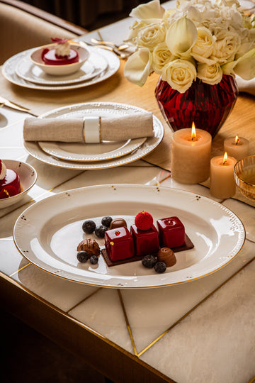 Gilded Pearl Oval Serving Platter