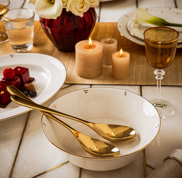 Gilded Pearl Deep Serving bowl