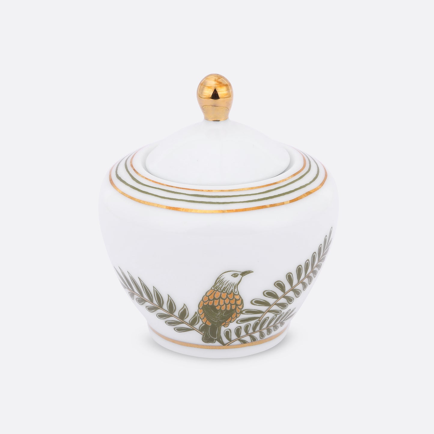 Gilded Fern Sugar Pot
